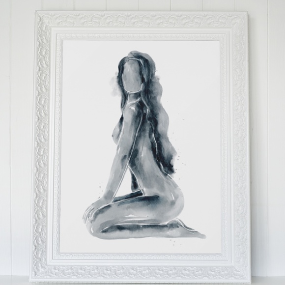 Watercolor Abstract Nude Woman Portrait Print Poster Unframed - Picture 7 of 15